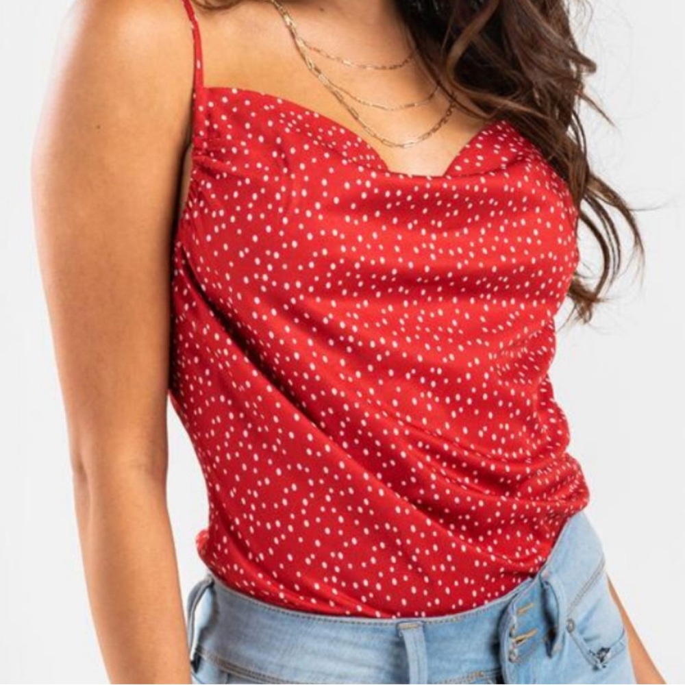 Francesca’s Julie Dot Cowl Neck Bodysuit size 1X